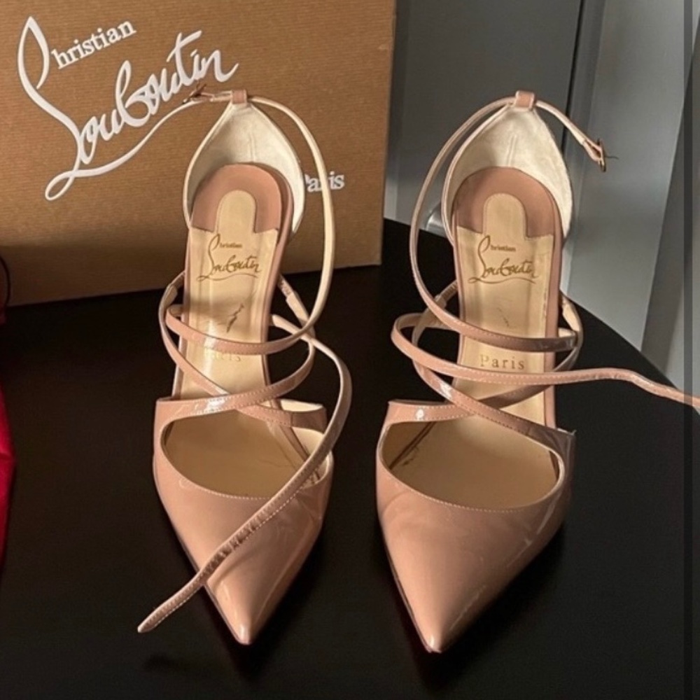 Christian Louboutin Crossfilketa Nude Heels